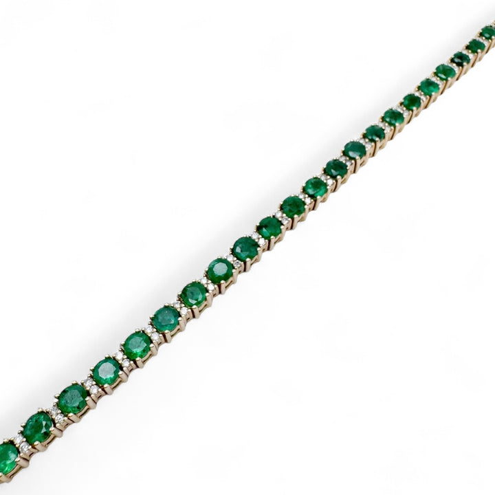 14k Yellow Gold Tennis Emerald Estate Bracelet
