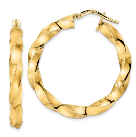 14k Yellow Gold Medium Hoop Earrings