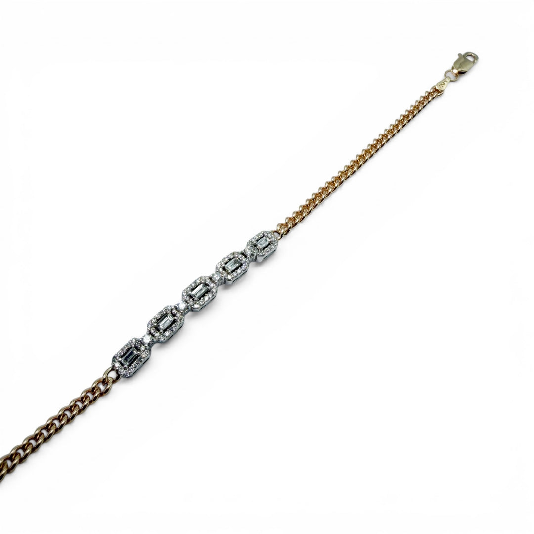 14k Two Tone Cuban Diamond Bracelet