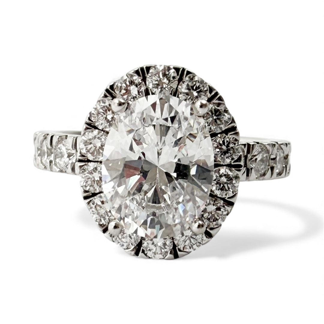 14k White Gold Halo Lab Grown Diamond Engagement Ring 2.00 cttw