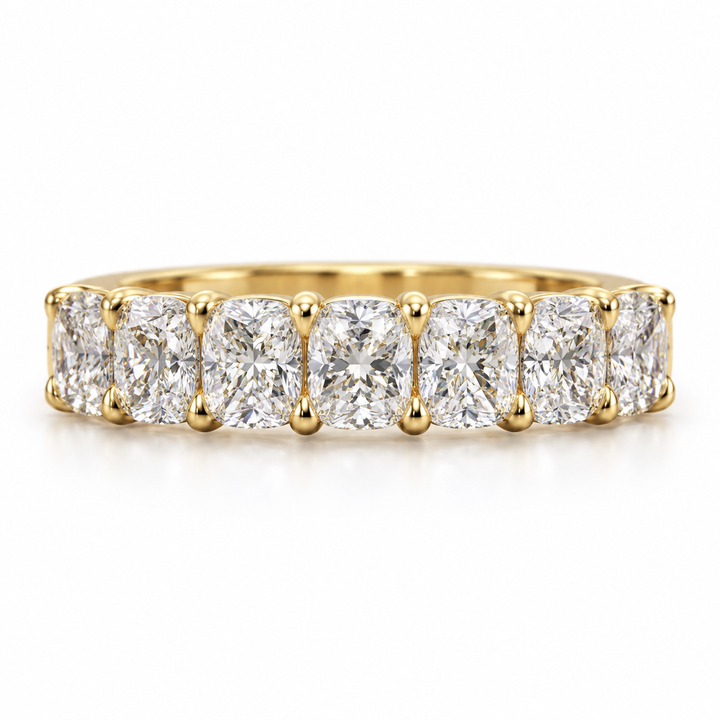 18k Yellow Cushion Lab Grown Diamond Wedding Band