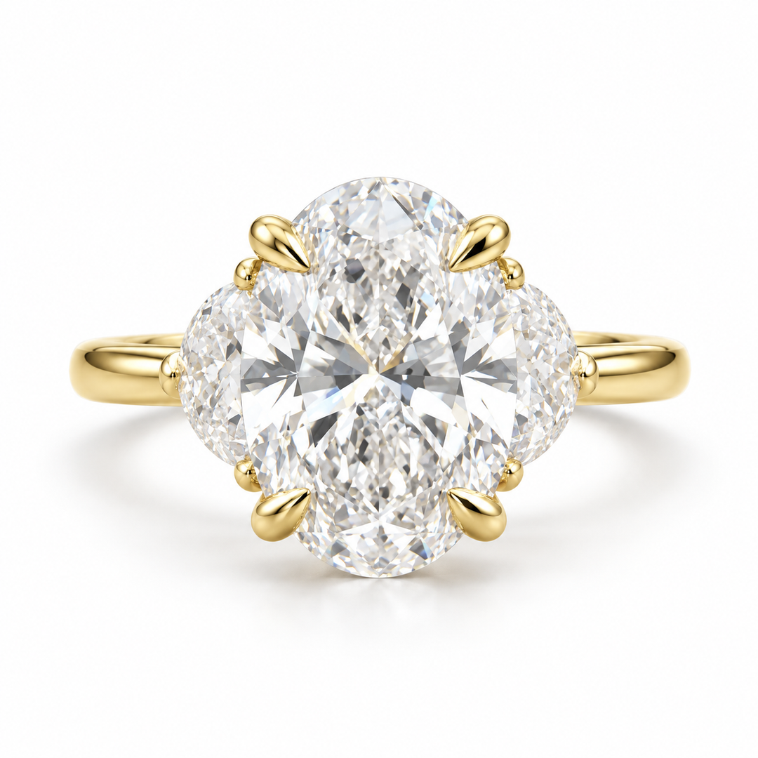 14k Yellow 3 Stone Lab Grown Diamond Engagement Ring