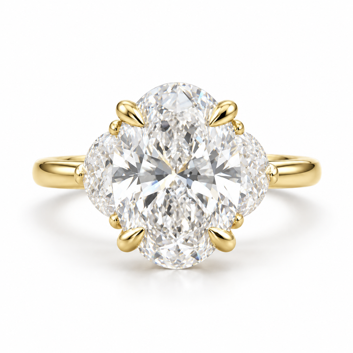 14k Yellow 3 Stone Lab Grown Diamond Engagement Ring