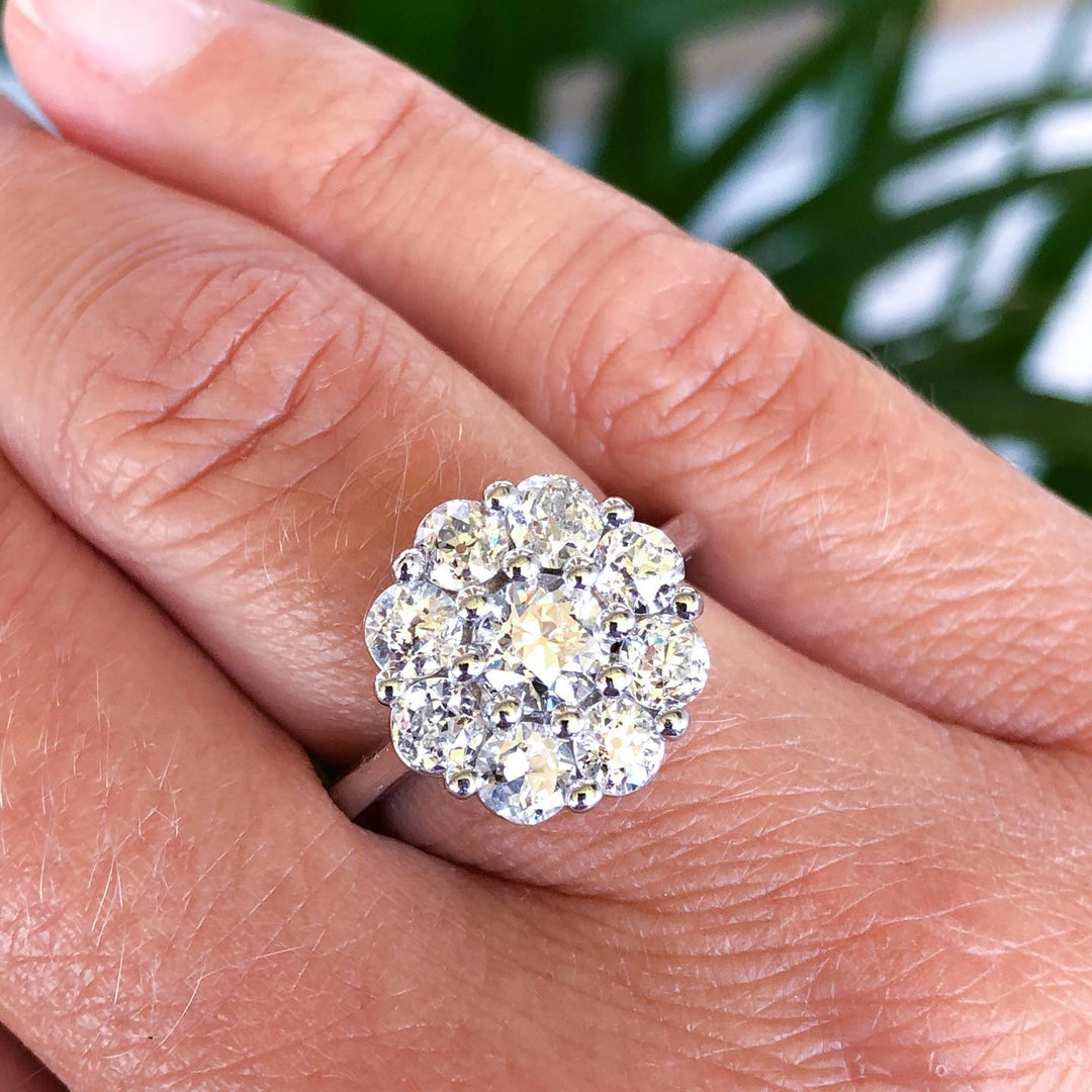Platinum Flower Diamond Estate Ring