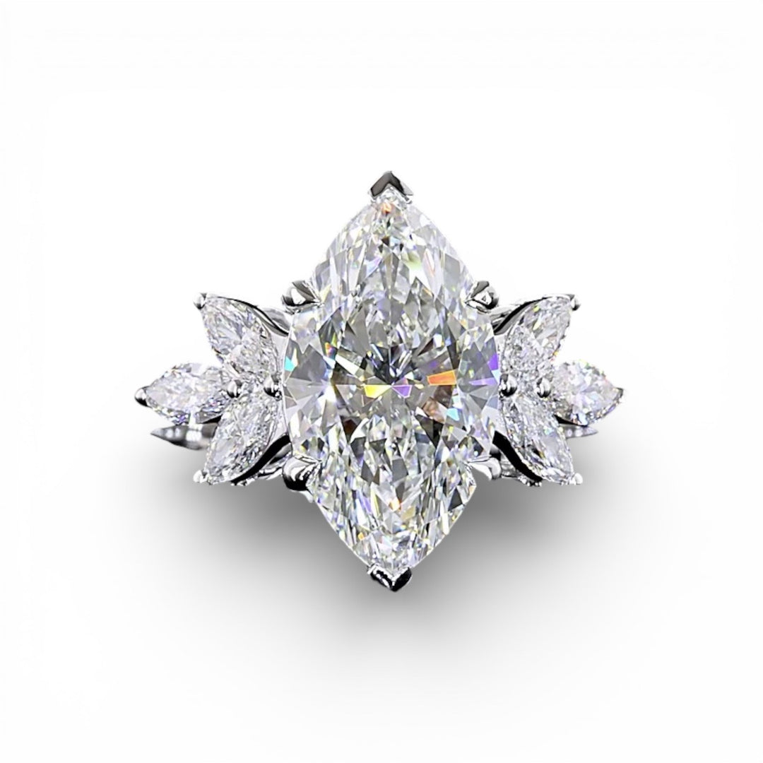 14k White Gold Marquise Lab Diamond Ring