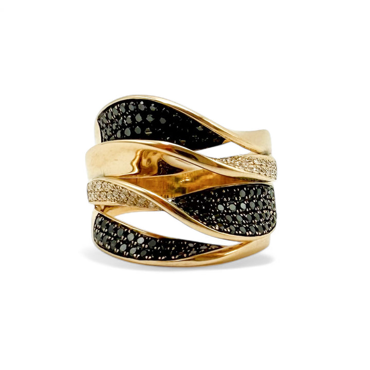 14k Yellow Gold Free Form Estate Diamond Ring