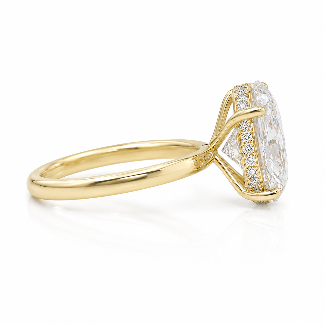 14k Yellow Oval Solitaire Lab Diamond Engagement Ring 3.58 cttw
