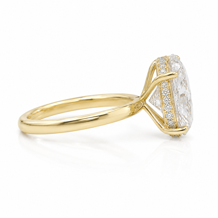14k Yellow Oval Solitaire Lab Diamond Engagement Ring 3.58 cttw