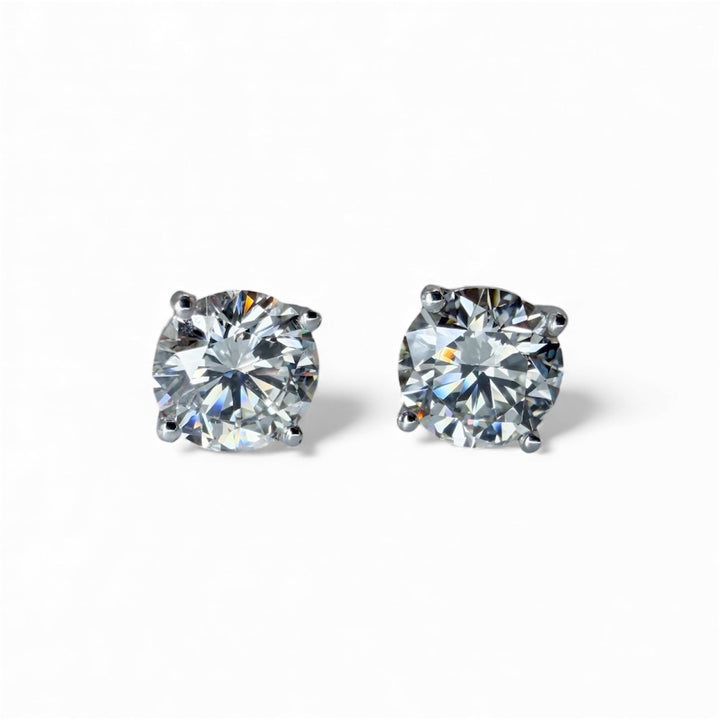 14k White Gold Stud Diamond Earrings 2.05cttw