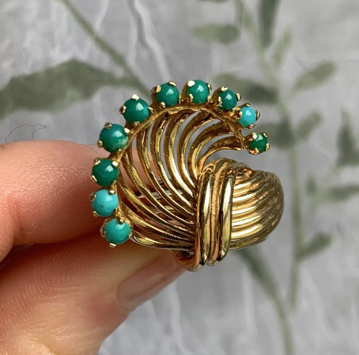 14k Yellow Gold Turquoise Estate Ring
