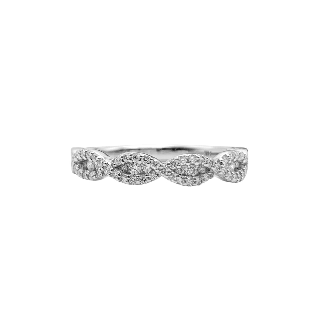14k White Gold Twist 0.32ctw Round Diamond Wedding Band