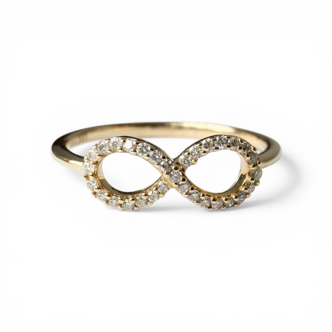 14k Yellow Gold Infinity Diamond Fashion Ring
