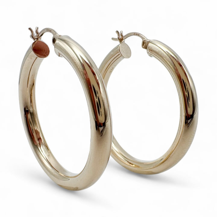 14k Yellow Gold Medium Hoop Estate Earrings