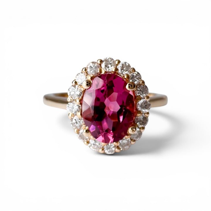 14k Yellow Gold Tourmaline Halo Ring