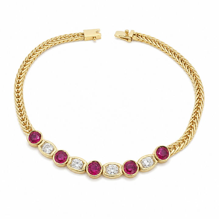18k Yellow Bezel Set Ruby Estate Bracelet
