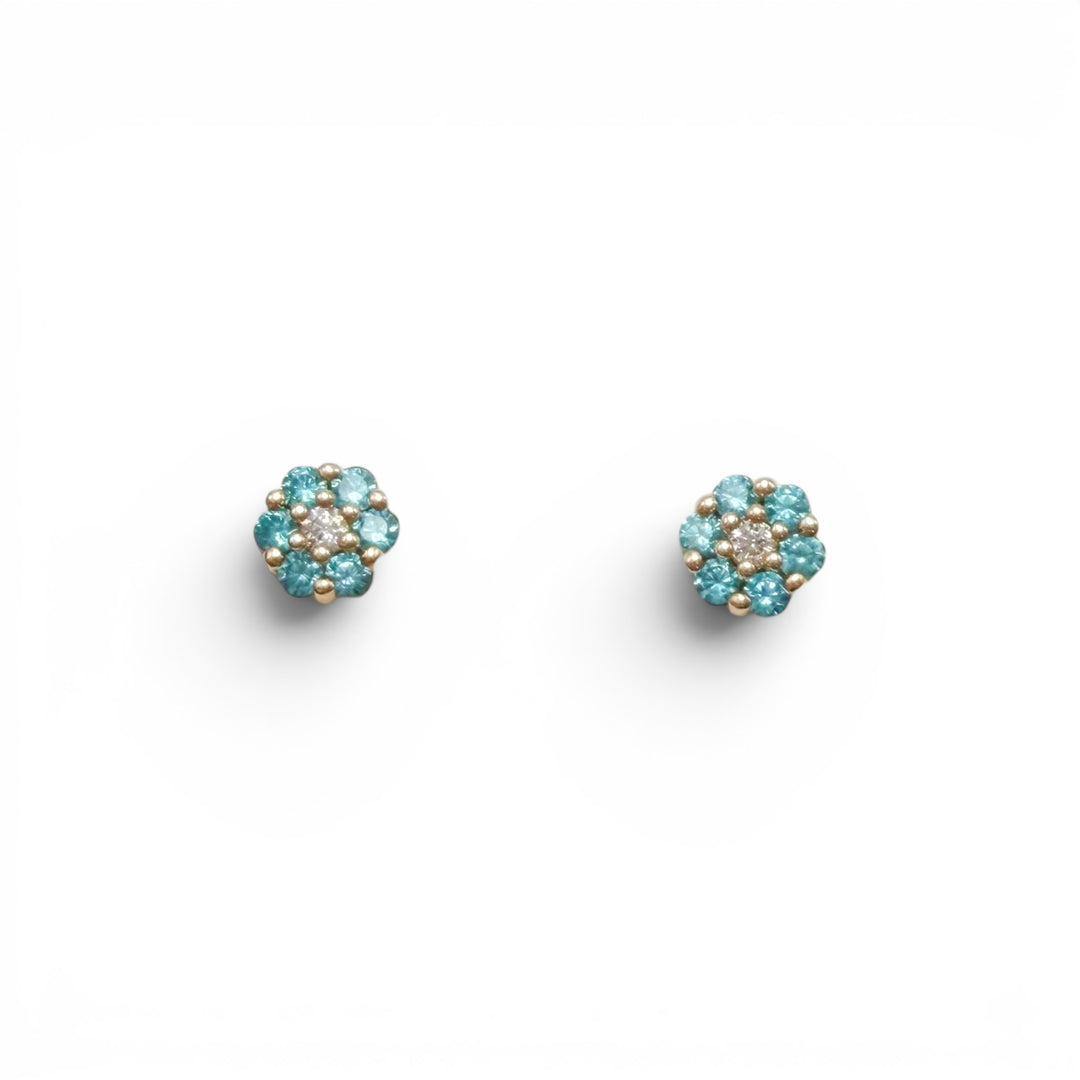 14k White Gold Blue Flower Children&