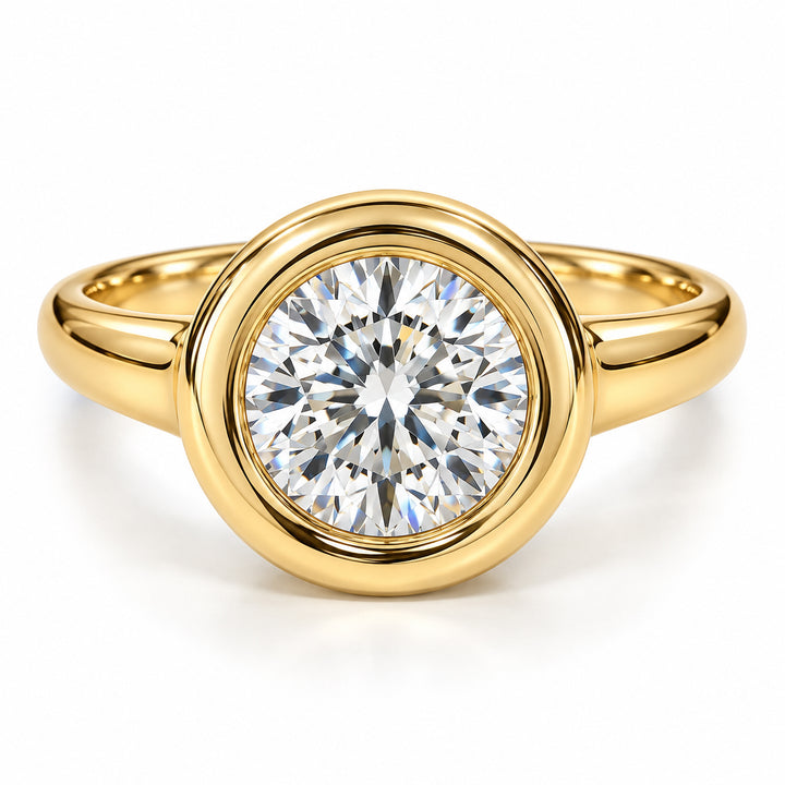 18k Yellow Gold Old Bezel European Diamond Ring