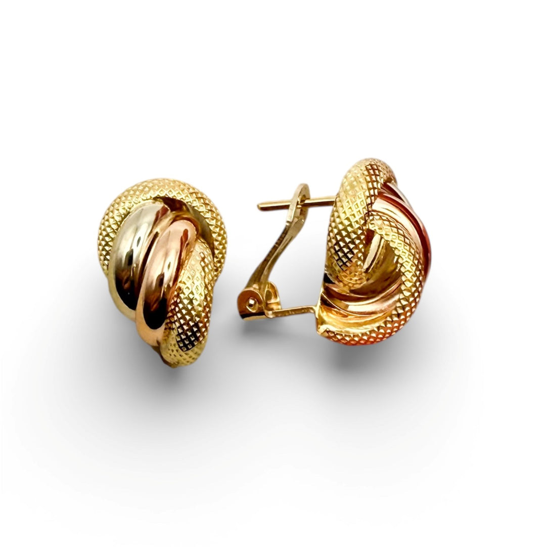 18k Tri-Color Stud Earrings
