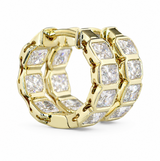 14k Yellow Lab Grown Diamond Huggie Earrings 3.04 cttw
