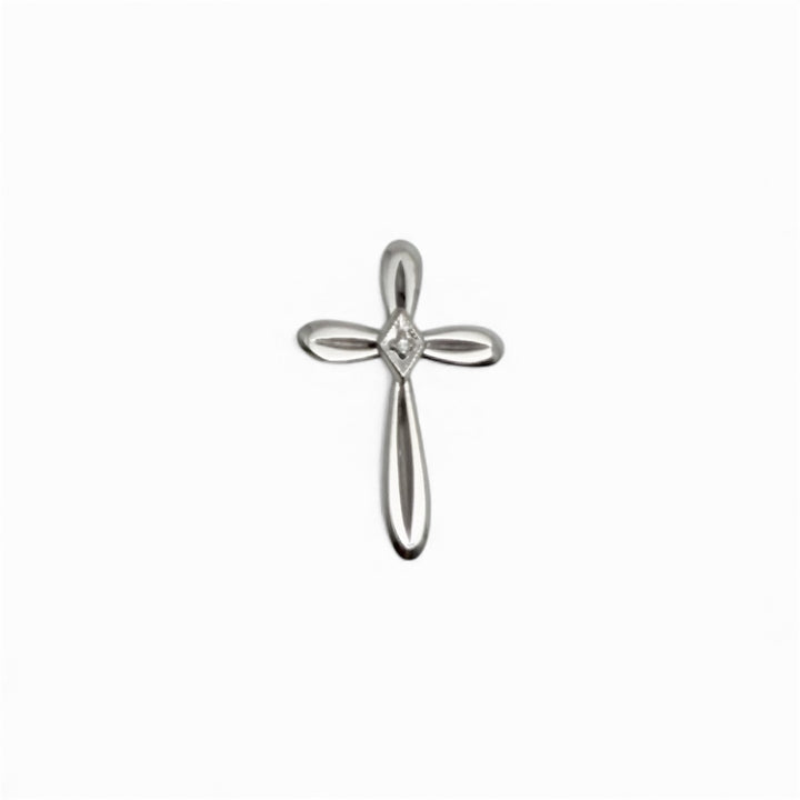 14k White Gold Cross Estate Pendant