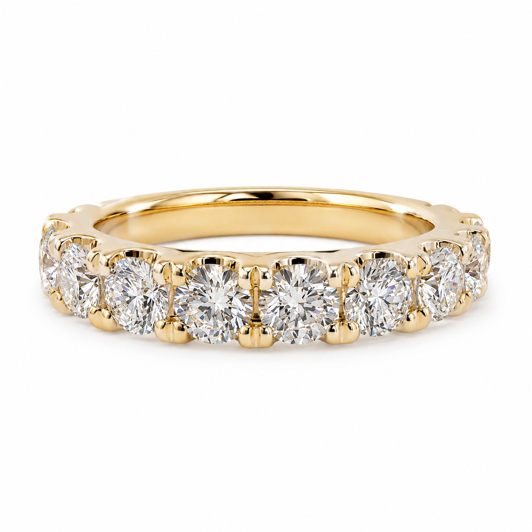 14k Yellow Prong Set 1.30ctw Round Diamond Wedding Band