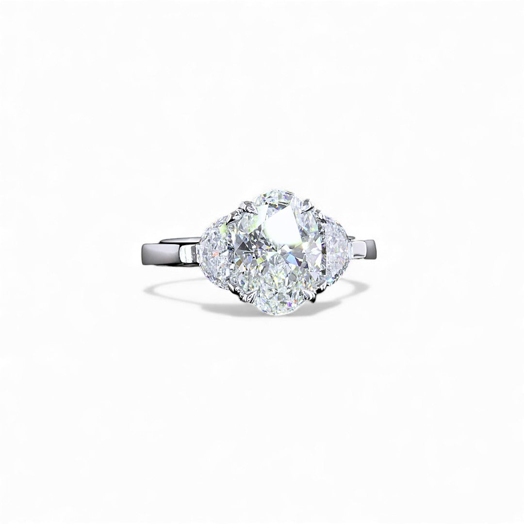 14k White Gold 3 Stone Lab Grown Diamond Engagement Ring
