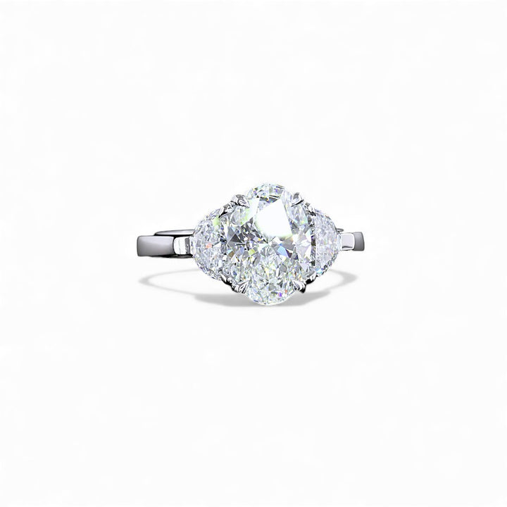 14k White Gold 3 Stone Lab Grown Diamond Engagement Ring