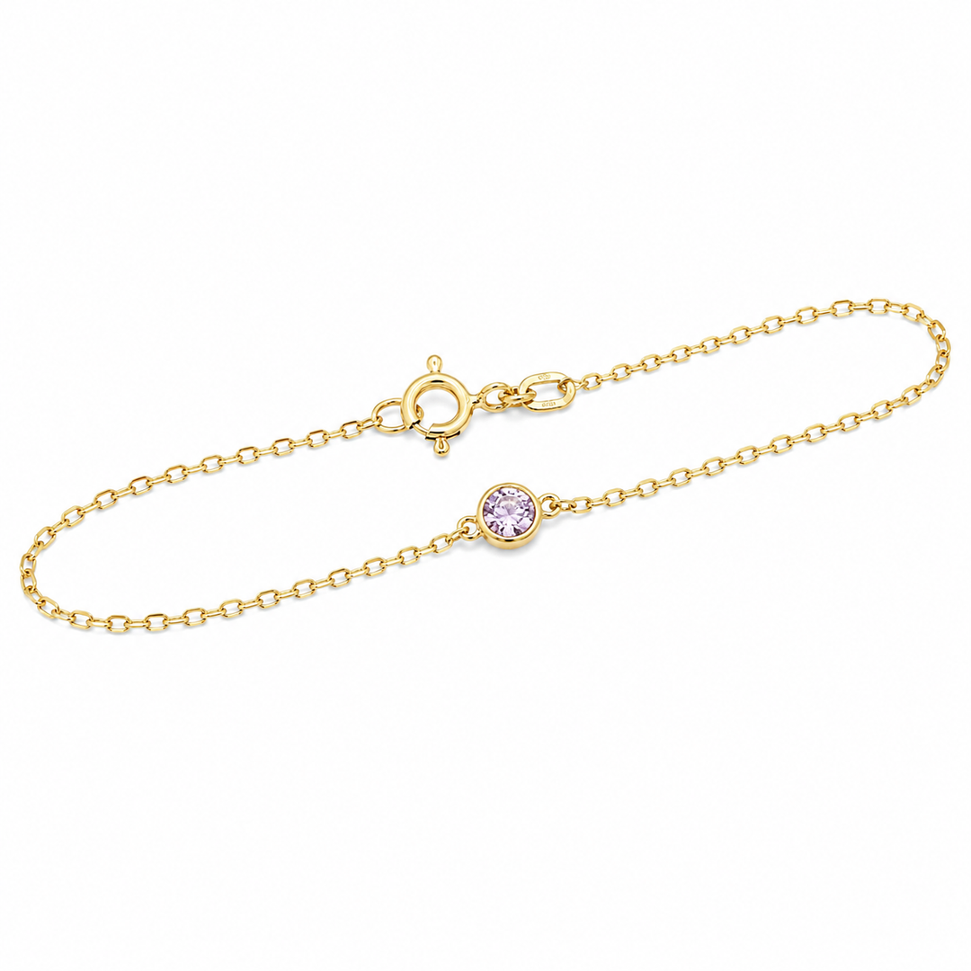 14k Yellow Bezel Set June Birthstone Bracelet