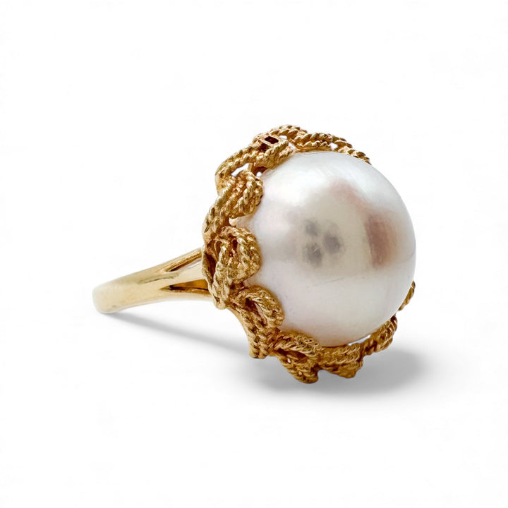 14k Yellow Gold Pearl Estate Ring