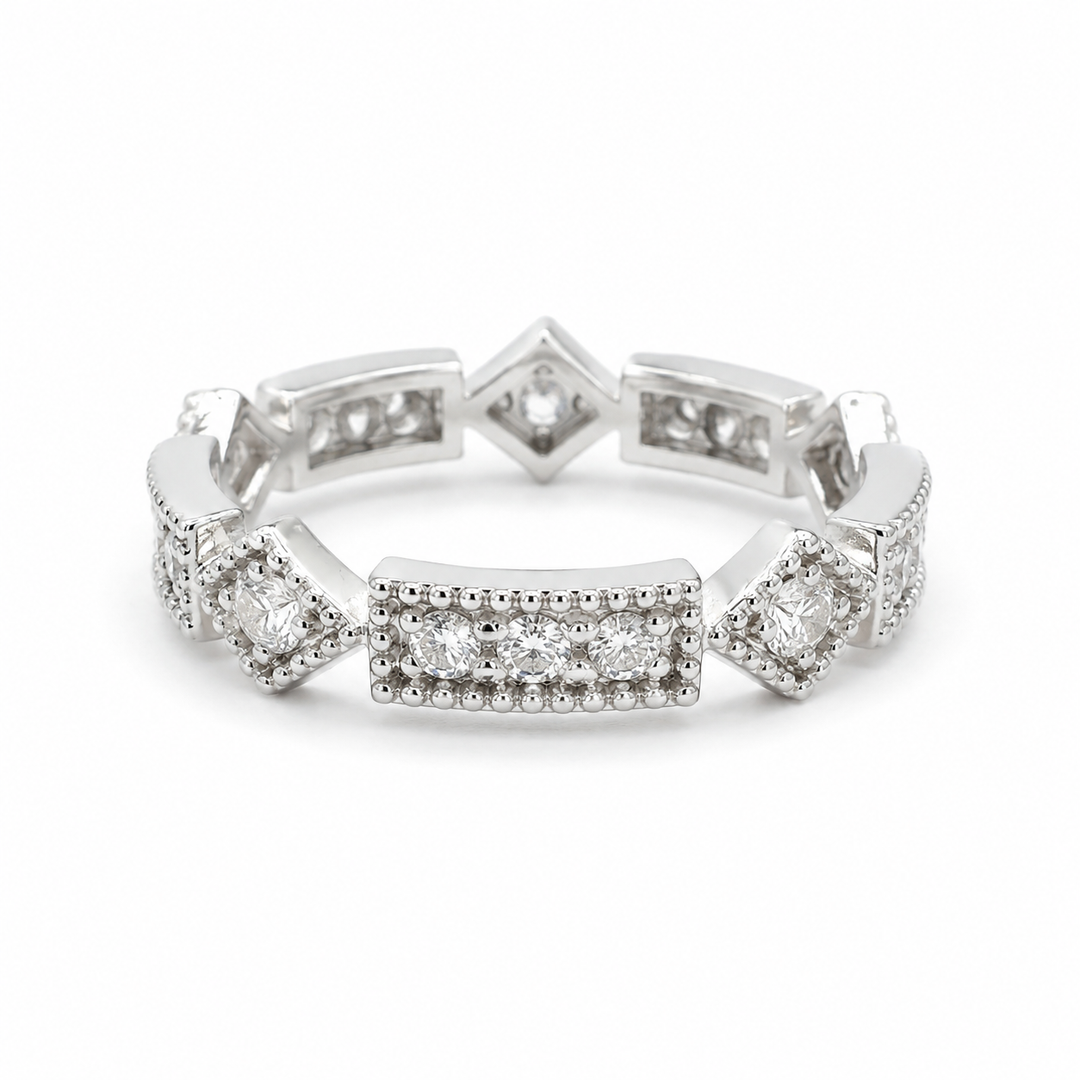 14k White Eternity Diamond Estate Ring