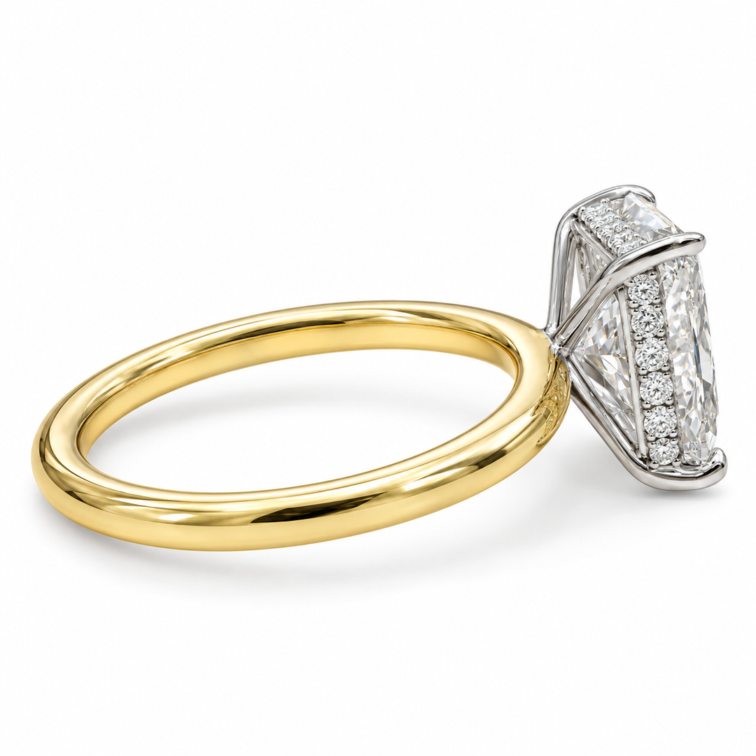 14k Two Tone Solitaire Lab Grown Diamond Engagement Ring 3.08 cttw