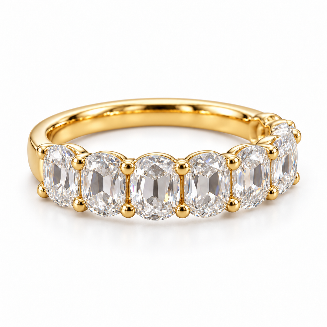 14k Yellow Cushion Lab Grown Diamond Wedding Band