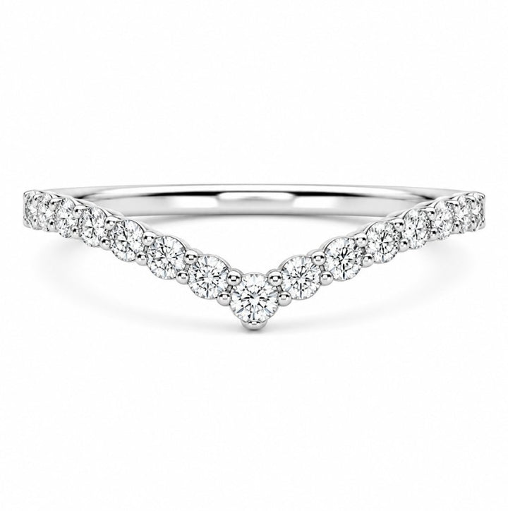 14k White Gold Curved Prong Set 0.50ctw Round Diamond Wedding Band