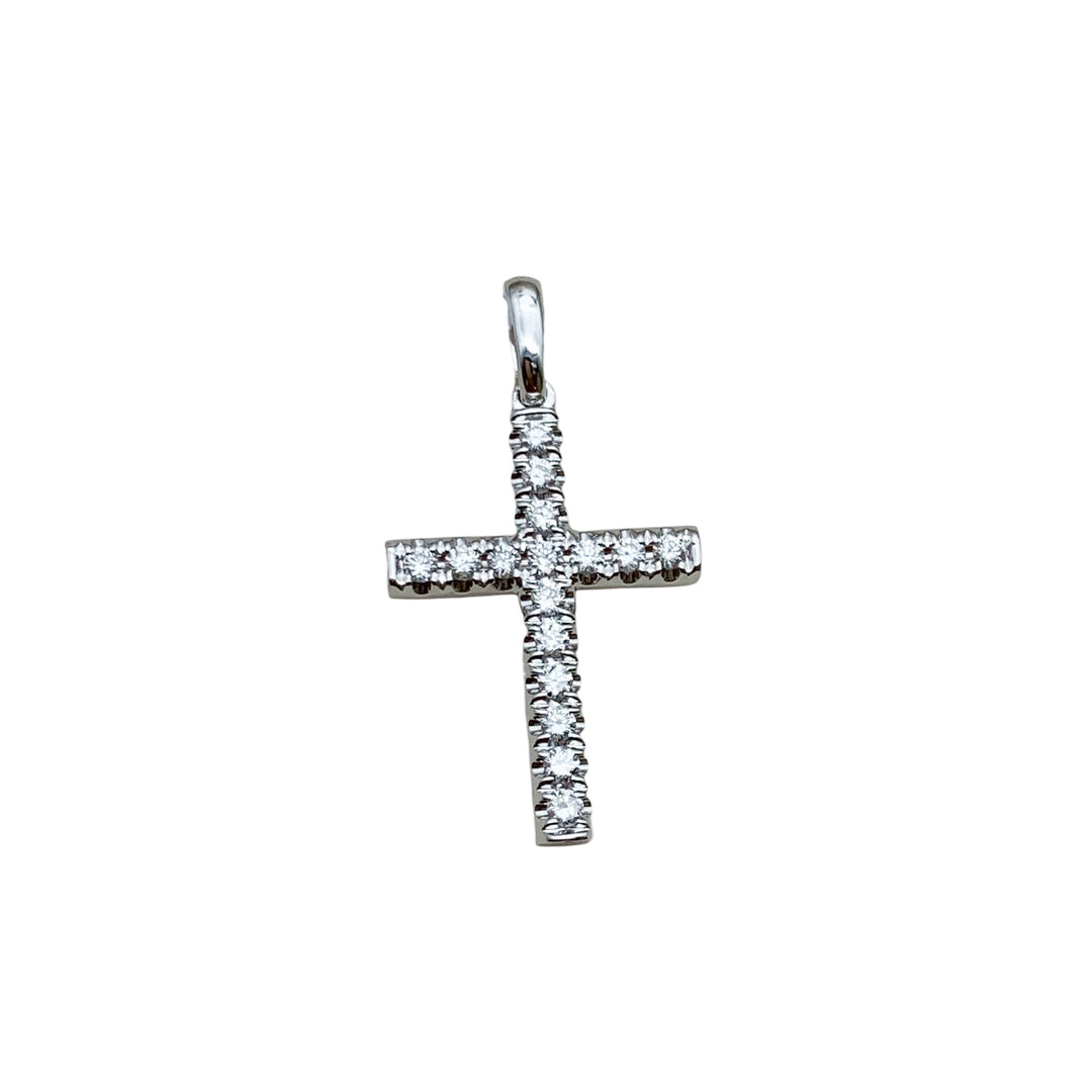 14k White Gold Cross Diamond Pendants