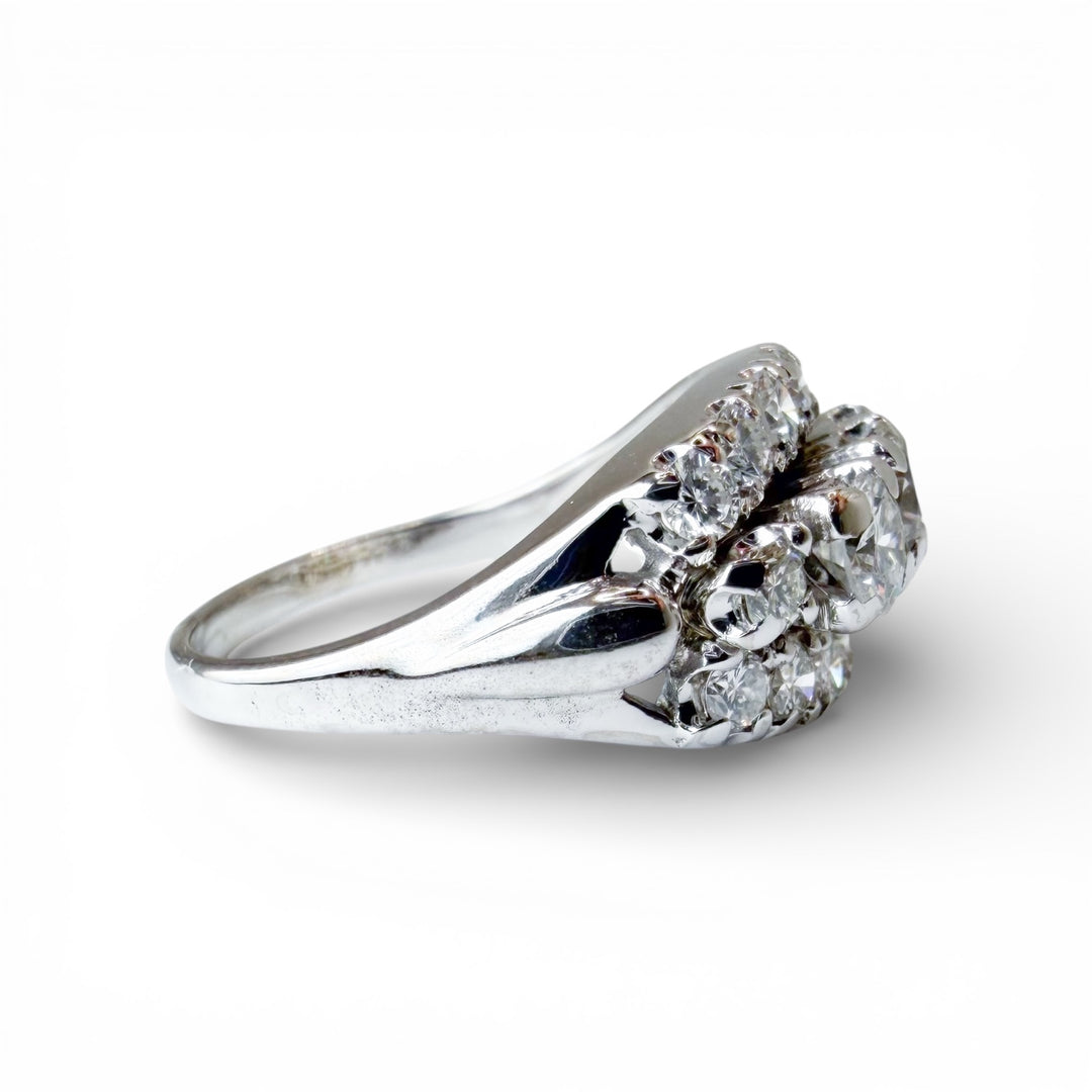 14k White Gold Antique Diamond Estate Ring