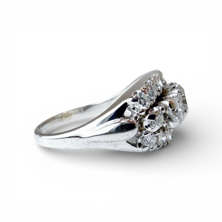 14k White Gold Antique Diamond Estate Ring