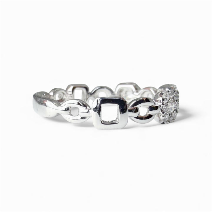 14k White Gold Cluster 0.23ctw Round Diamond Wedding Band