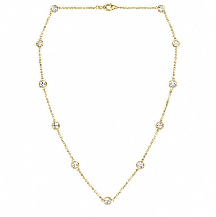 14k Yellow Bezel Lab Grown Diamond Necklace