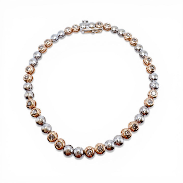 14k Two Tone Bezel Set Diamond Estate Bracelet