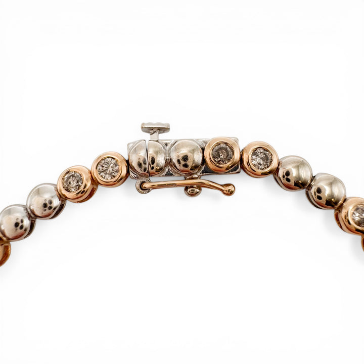 14k Two Tone Bezel Set Diamond Estate Bracelet