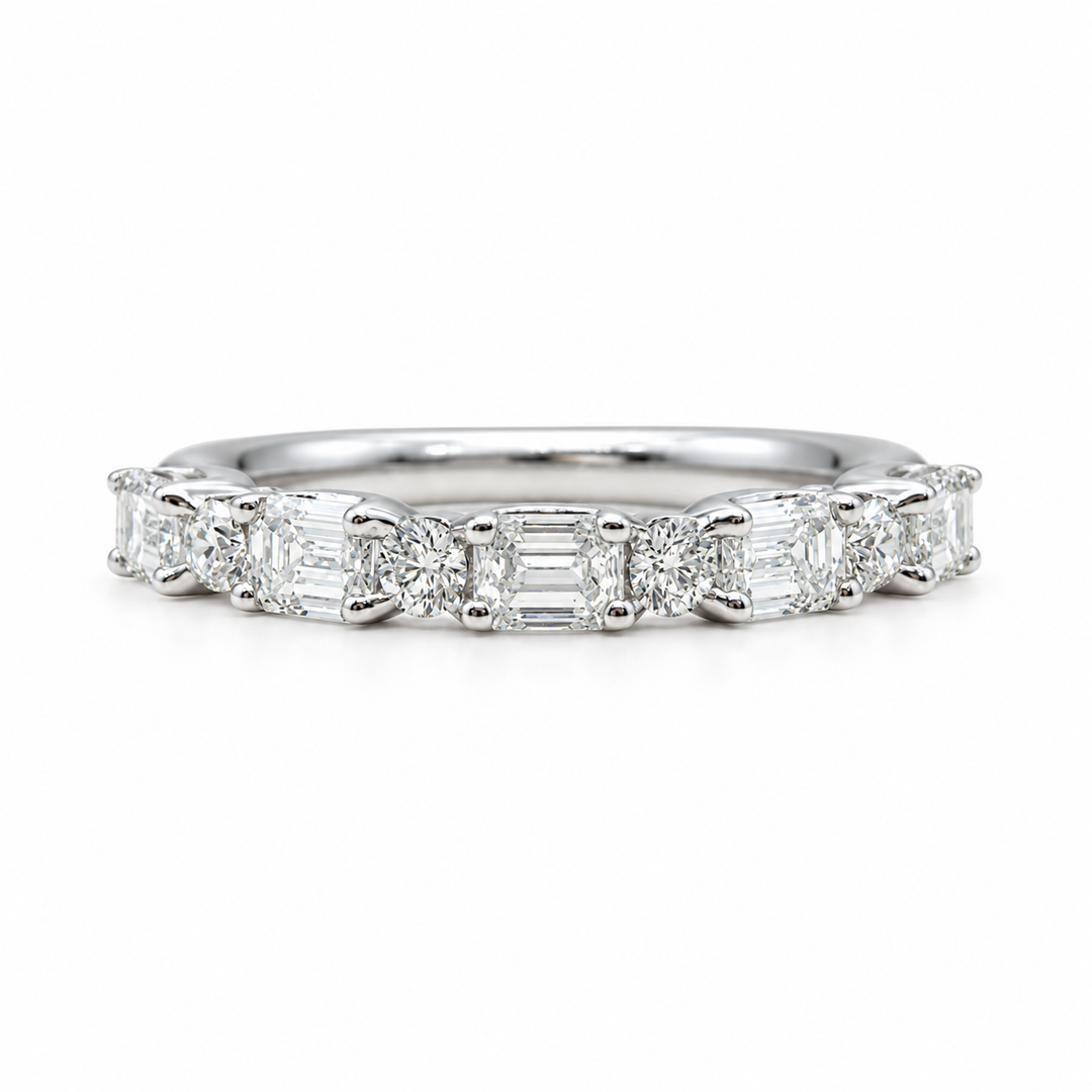 14k White Gold Prong Set 1.50ctw Various Shapes Diamond Wedding Band