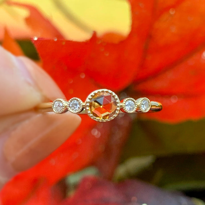 14k Yellow Gold Diamond Gemstone Ring