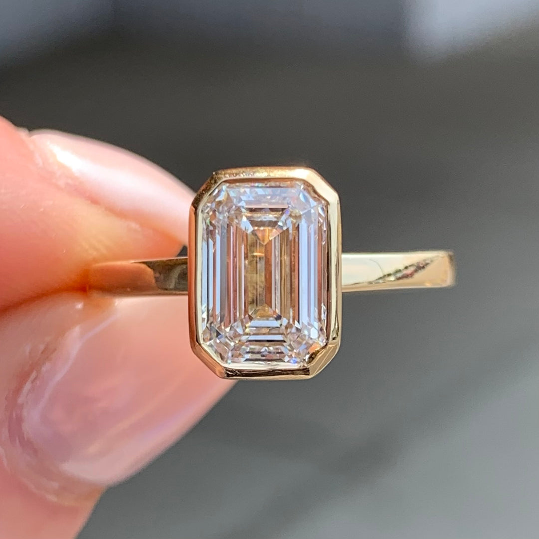 18k Yellow Solitaire Lab Grown Diamond Engagement Ring 2.03 cttw