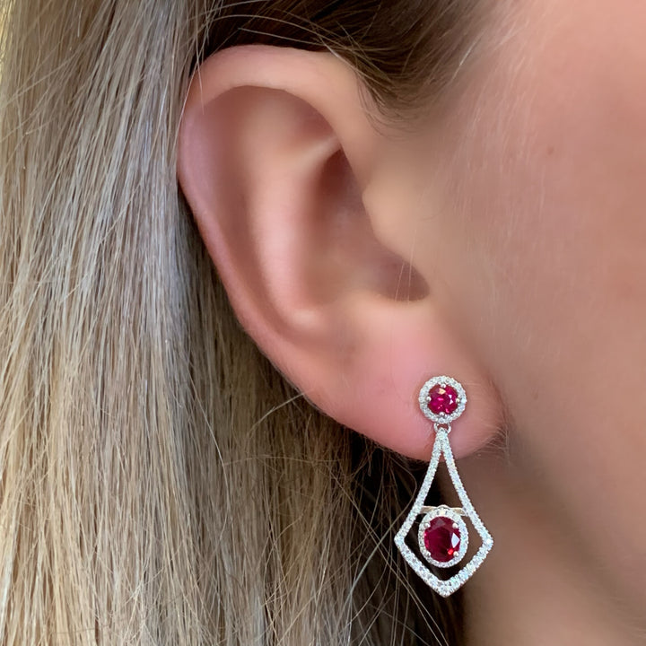 18k Drop Rubies Earrings