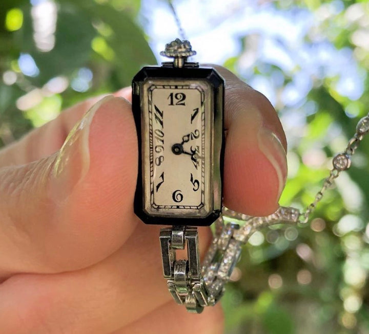 Platinum Clock Diamond Estate Necklace