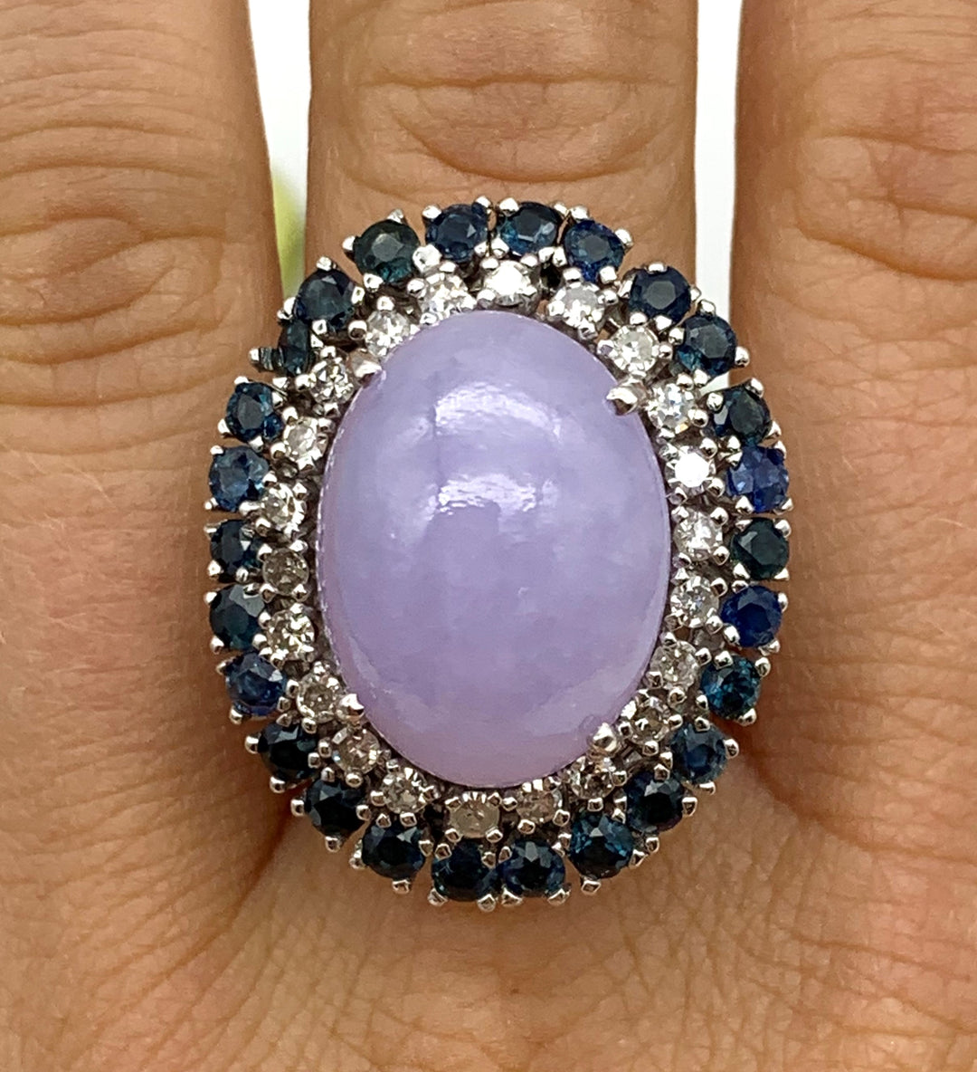 14k White Gold Cocktail Ring Jade Estate Ring