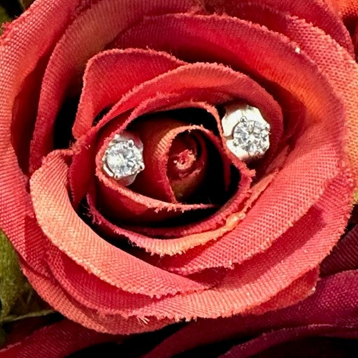 14k White Gold Stud Diamond Earrings 0.29 cttw