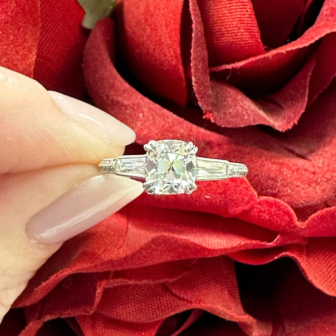 Platinum Antique Style Diamond Estate Ring