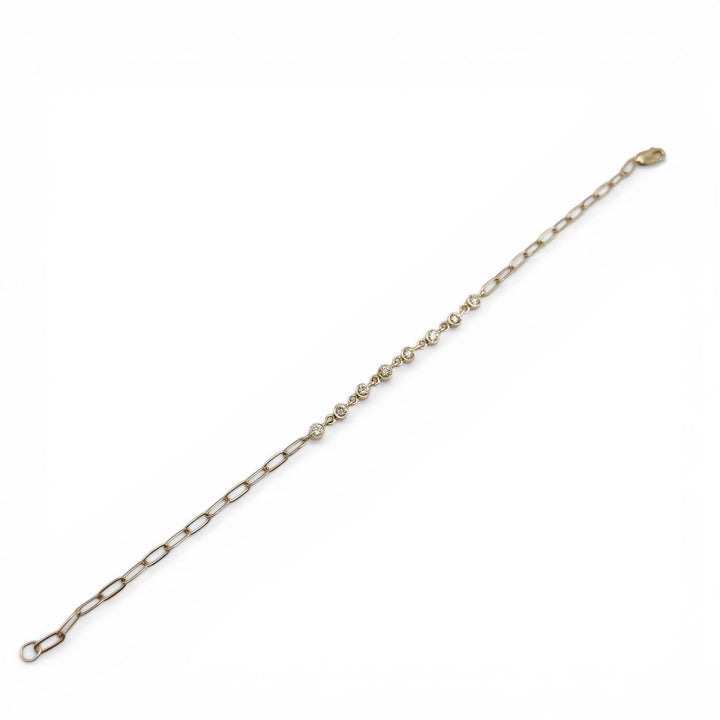 14k Yellow Gold Bezel Set Diamond Bracelet