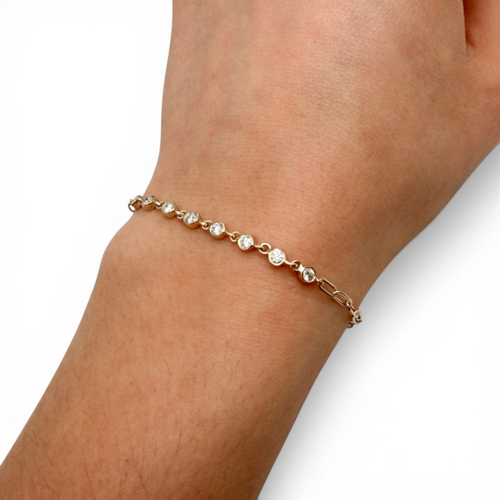 14k Yellow Gold Bezel Set Diamond Bracelet